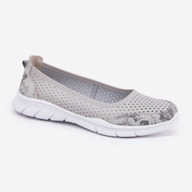 Leder Openwork Vinceza Ballerinas 95323 Grau 4
