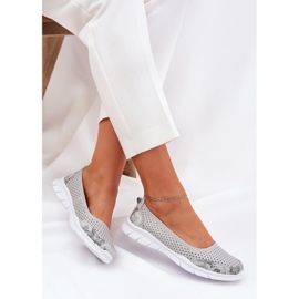 Leder Openwork Vinceza Ballerinas 95323 Grau 6