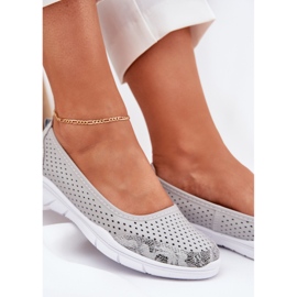Leder Openwork Vinceza Ballerinas 95323 Grau 8