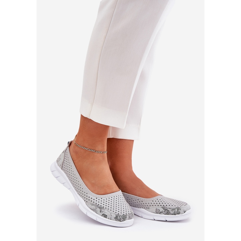 Leder Openwork Vinceza Ballerinas 95323 Grau 1