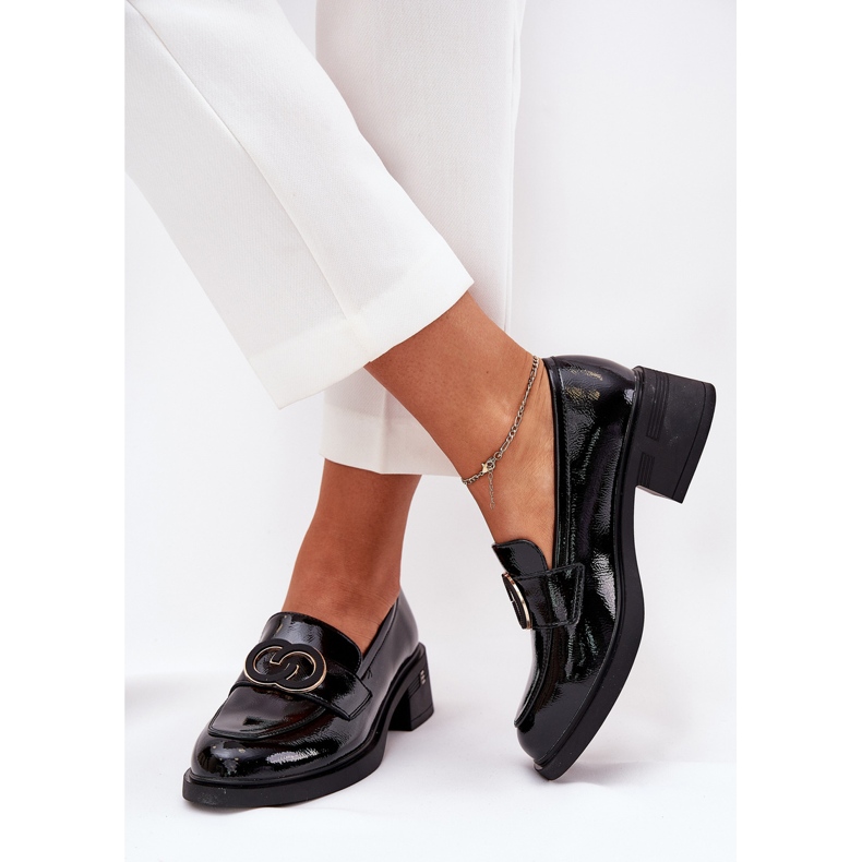 Lackiertes Leder mit hohen Laien Vinceza 18102 schwarz 2