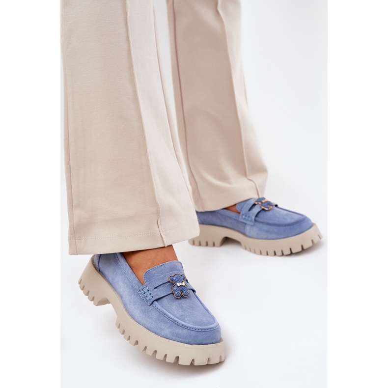 Frauen Wildleder Moccasins mit Stiften Bär Vinceza 79533 Blau 2