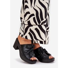 Jezzi Damenflip Flops auf dem Eco Lederpfosten schwarz 1