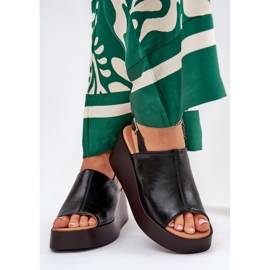 Jezzi Frauensandalen mit Öko -Leder auf der Plattform und schwarzen Keilen 2