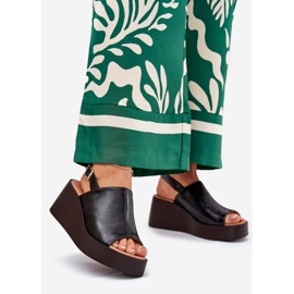 Jezzi Frauensandalen mit Öko -Leder auf der Plattform und schwarzen Keilen 1