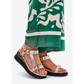 S.Barski Frauen Ledersandalen CR51-135 Gold und Silber golden 1