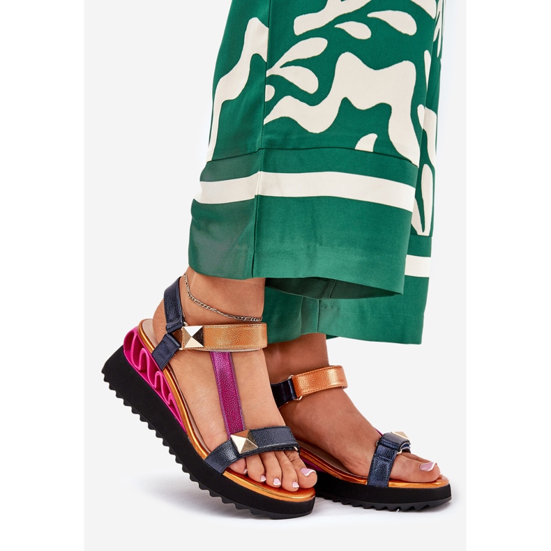 S.Barski Frauen Ledersandalen CR51-135 Marine blau 1