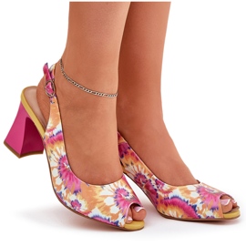S.Barski Frauensandalen für mit Leder gemusterte Frauen auf dem gelben CR51-006 Multicolor-Pfosten 8
