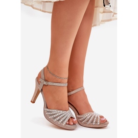 S. BARSKI Sandalen an einer Pin mit Dekoration und Glitzer MR1038-33 Champagner rosa 1