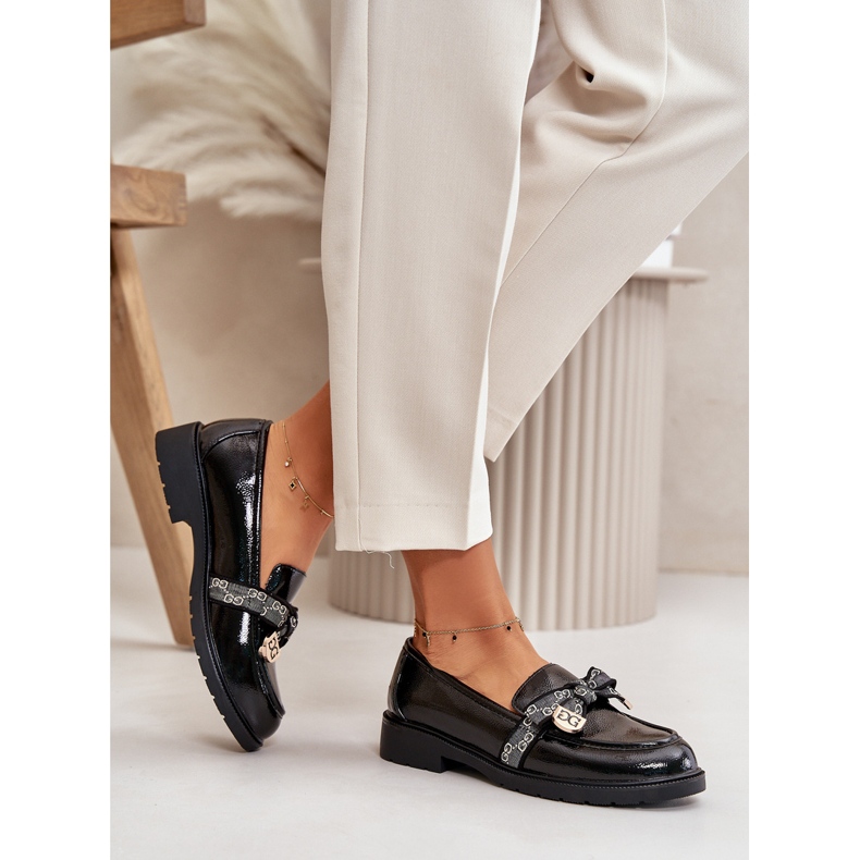 S.Barski Lackierte Frauen-Slaser mit Bögen S. Barski Hy42-331a Schwarz 4