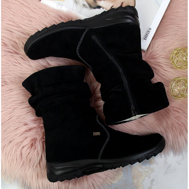 Damen isolierte Lederstiefel RIEKER Z7171-01 schwarz 1
