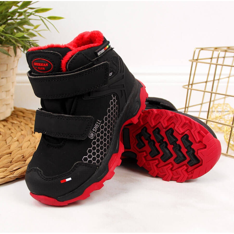 Schwarze, wasserdichte Schneestiefel für Jungen mit Klettverschluss von American Club 2