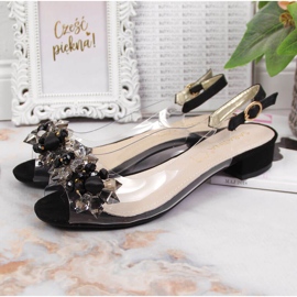 Transparente Damensandalen mit schwarzen Sabatina-Steinen 2