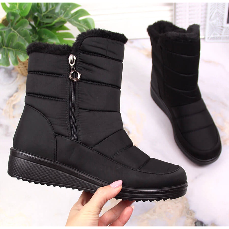 Schwarze isolierte Schneestiefel für Damen mit Reißverschluss NEWS 2