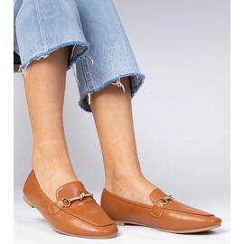 Brown elegante Slipper mit goldener Dekoration und Zirkone braun 2