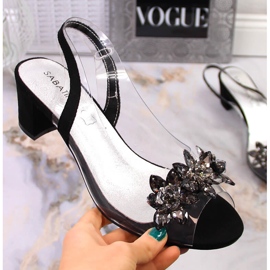 Transparente Damensandalen auf Block mit Steinen in Schwarz Sabatina 2014-600 1