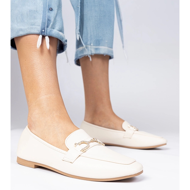 Beige elegante Slipper mit Zirkonen 1