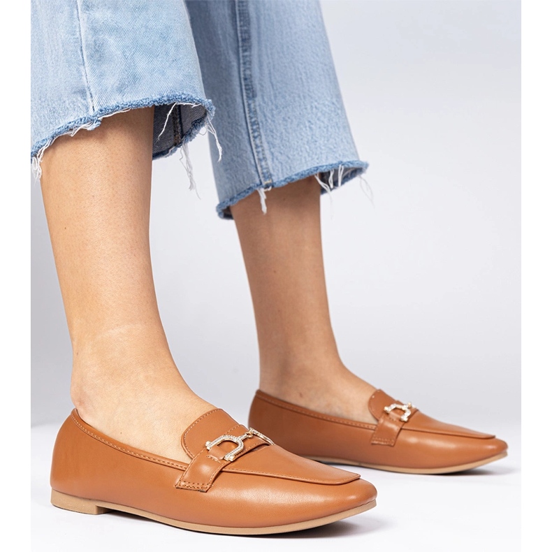 Braune elegante Slipper mit Zirkonen 1