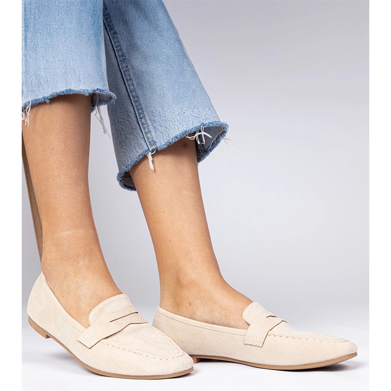 Beige elegante Slipper aus Ekozamsz 1