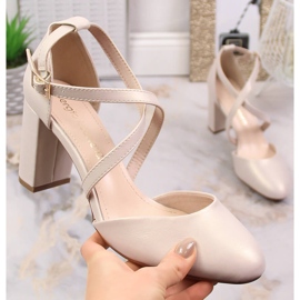 Damen Pumps Sandalen auf High Heels Beige Perle Sergio Leone SK863 1
