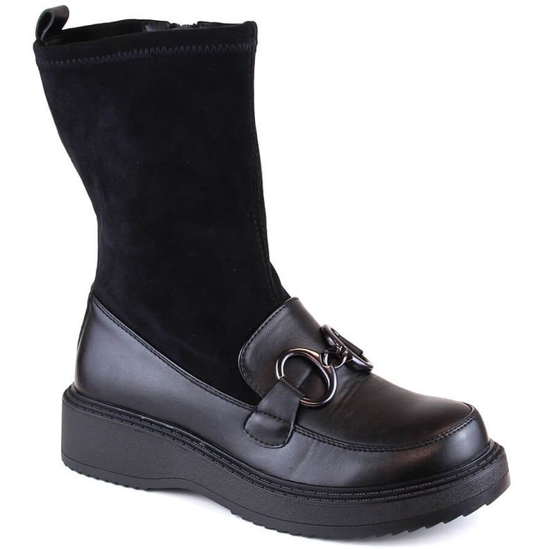 Damenstiefel, isolierte schwarze Plateau-Loafer, Sabatina DM23-18N 1