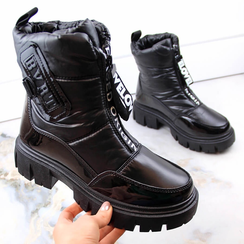 Schwarze Filippo DBT4960 isolierte Damen-Schneestiefel mit Reißverschluss 1