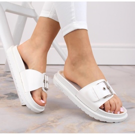 Weiße Flip-Flops aus ökologischem Leder mit Schnalle Big Star JJ274A309 5