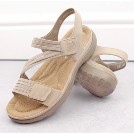 Bequeme Damensandalen mit Klettverschluss und Gummibändern, beige Rieker 64870-62 2
