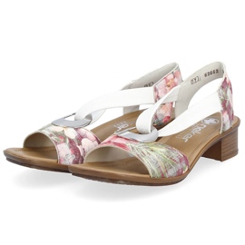 Bequeme Damen-Slip-On-Sandalen mit Blumen, mehrfarbig Rieker 62662-90 weiß 11