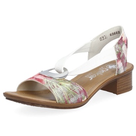 Bequeme Damen-Slip-On-Sandalen mit Blumen, mehrfarbig Rieker 62662-90 weiß 6