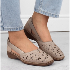 Bequeme Damen-Sommer-Slipper aus Leder, beige Rieker 41356-60 18