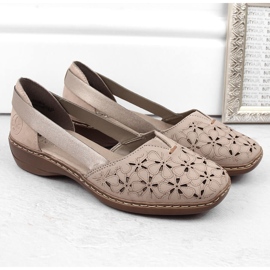 Bequeme Damen-Sommer-Slipper aus Leder, beige Rieker 41356-60 14