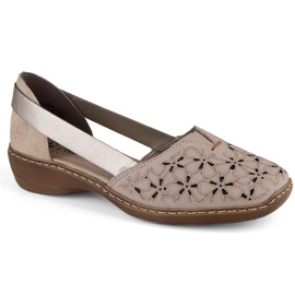 Bequeme Damen-Sommer-Slipper aus Leder, beige Rieker 41356-60 11