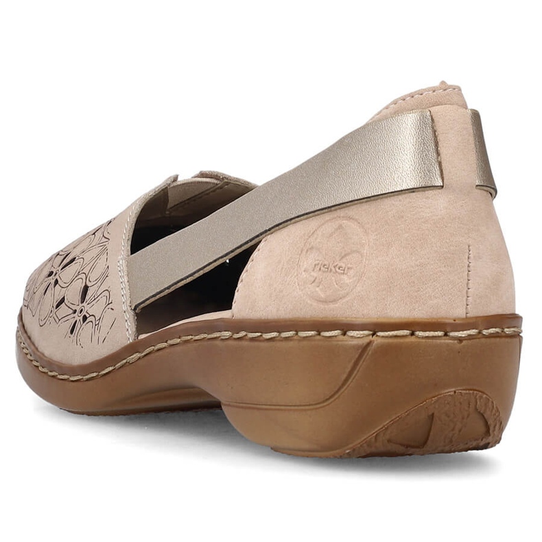 Bequeme Damen-Sommer-Slipper aus Leder, beige Rieker 41356-60 1