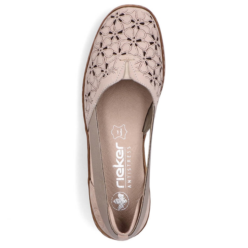 Bequeme Damen-Sommer-Slipper aus Leder, beige Rieker 41356-60 2