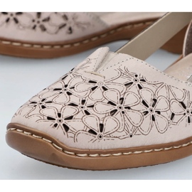 Bequeme Damen-Sommer-Slipper aus Leder, beige Rieker 41356-60 9