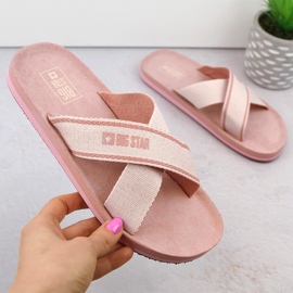 Rosa Strand-Schwimmbad-Flip-Flops für Damen Big Star NN274A058 2