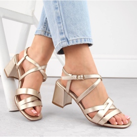 Damensandalen mit goldenem Absatz Sergio Leone SK067 1