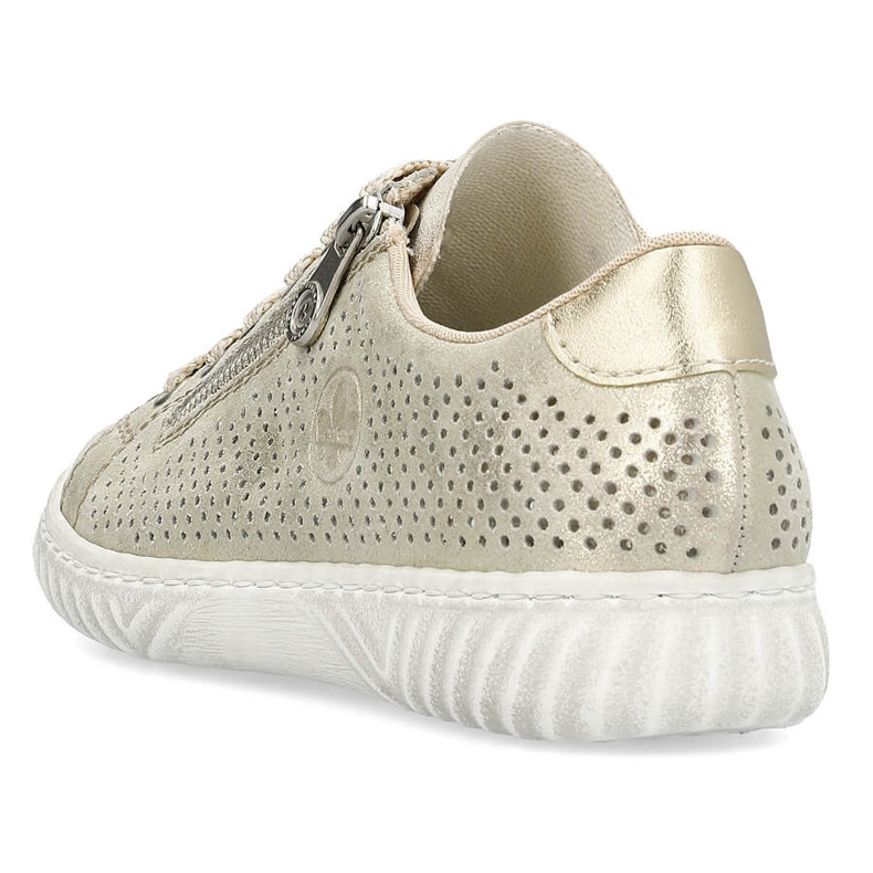 Bequeme Damen-Sportschuhe aus Leder, glänzend, beige Rieker N0901-62 1