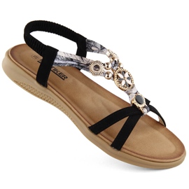 Bequeme flache schwarze Damensandalen Artiker 54C1334 1