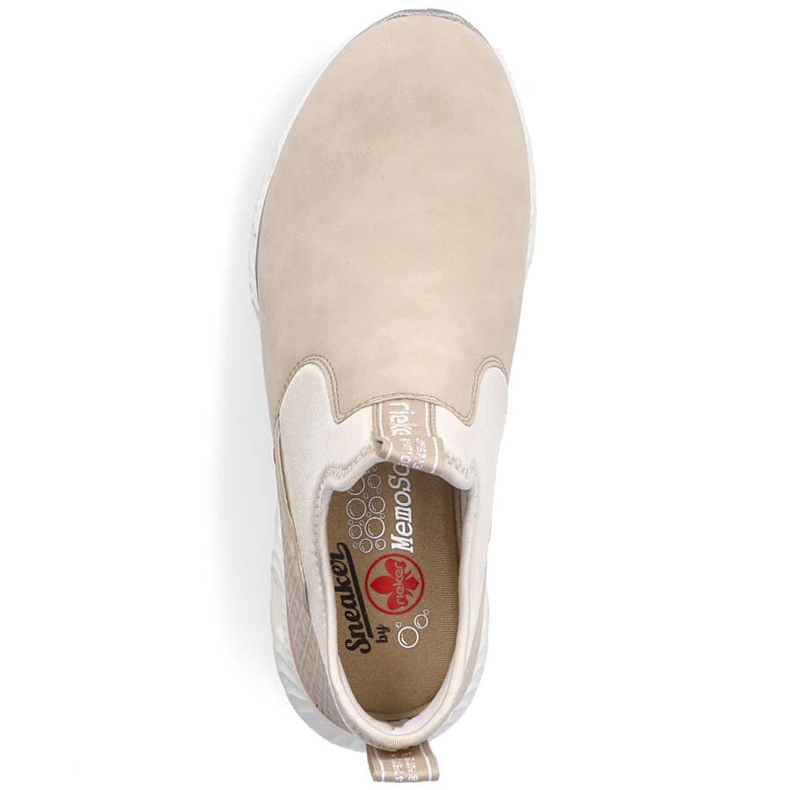 Bequeme, beige High-Top-Slipper für Damen Rieker M6053-62 2