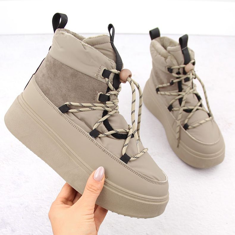 Damen-Schneestiefel mit Plateau, beige Potocki 72302 1