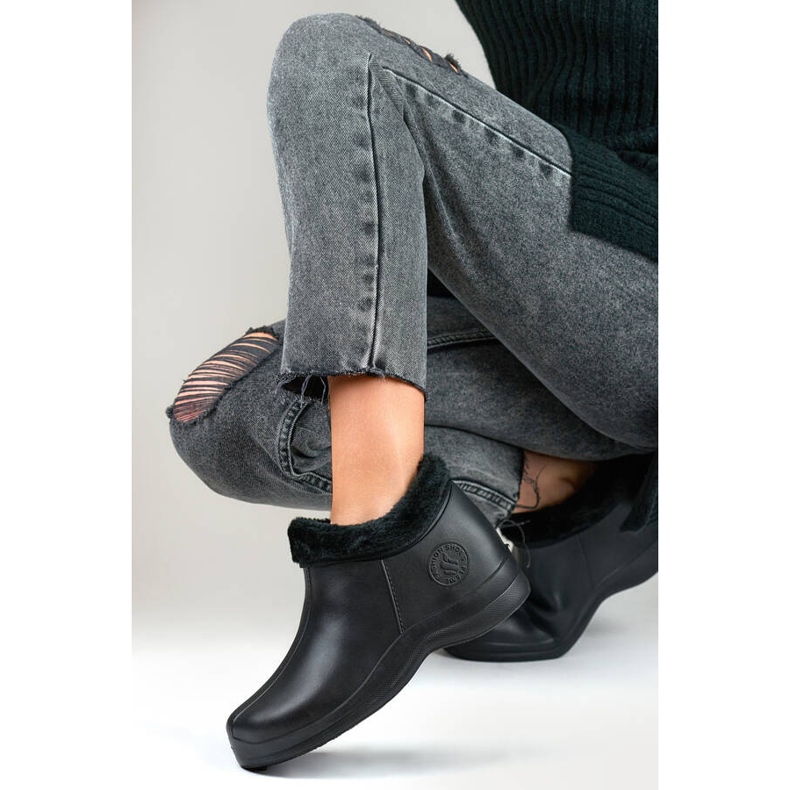 Isolierte Damen-Gummistiefel mit Fell, schwarz B2016B 1