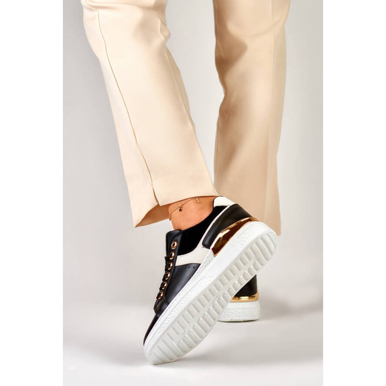 Damen-Plateau-Sneaker, schwarz JF3060B 2