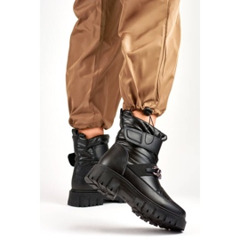 Damen-Schneestiefel mit Klettverschlusskette, schwarz JH-5B 1