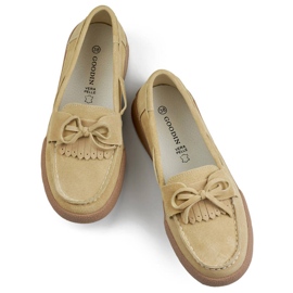 Damen-Ledermokassins mit Schleife, beige Goodin GD-SW4005BE 1