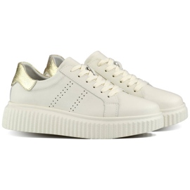 Damen-Sportschuhe aus Leder auf Plateau, beige GD-RS2007BE 1