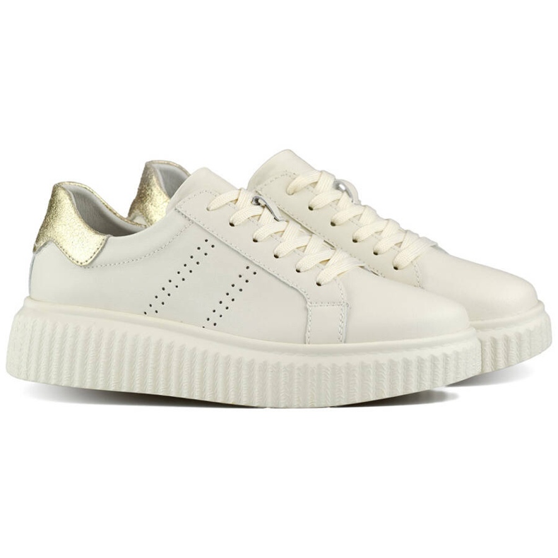 Damen-Sportschuhe aus Leder auf Plateau, beige GD-RS2007BE 1