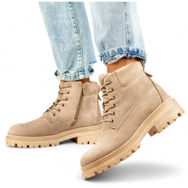 Isolierte Damen-Stiefeletten aus Wildleder, beige A5201-39BE 1