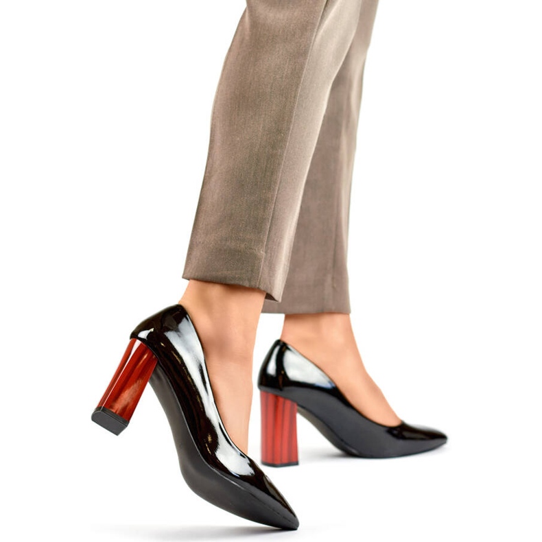 Hohe rote Lackpumps für Damen, schwarz GD-FL486B-B 2